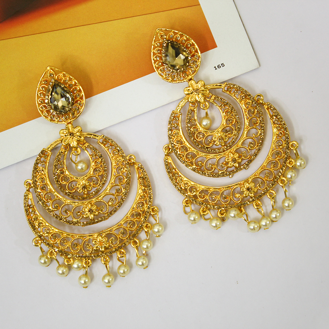 22k Gold plated Earrings Jhumke Jhumka Indian Nepali Bollywood Bridal  Necklace | eBay
